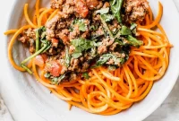 Clean-Eating Beef Ragu with Sweet Potato Noodles