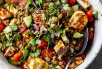 Crispy Halloumi Lentil Power Bowl
