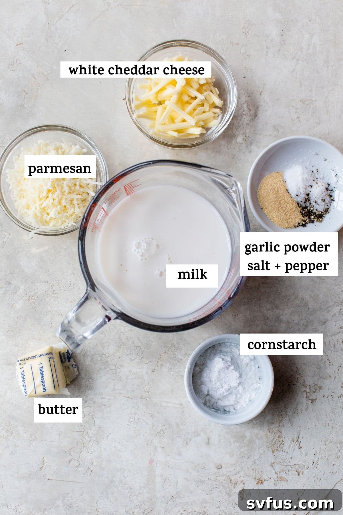 ingredients to make alfredo sauce like butter and shredded cheese