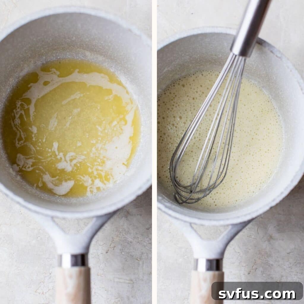 melted butter in a saucepan