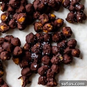 chocolate chickpeas sprinkled with sea salt in a bowl