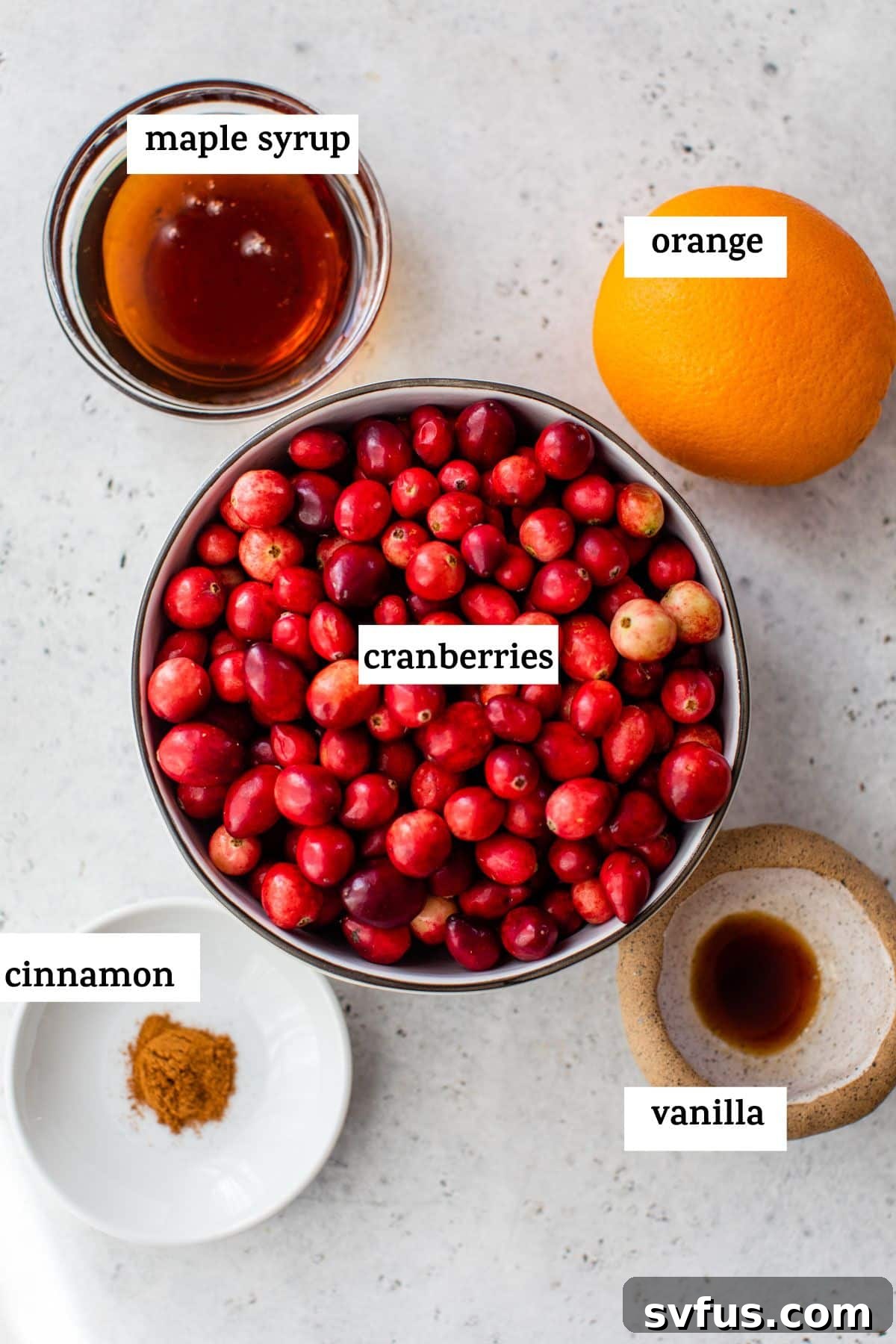 ingredients to make cranberry sauce like fresh cranberries and an orange