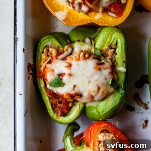 zoomed in photo of baked stuffed peppers
