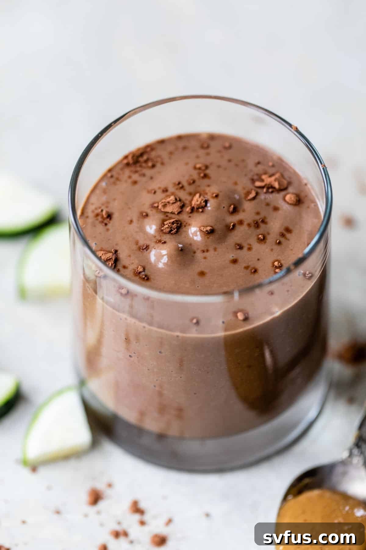 Decadent Chocolate Zucchini Smoothie in a glass, ready to be enjoyed