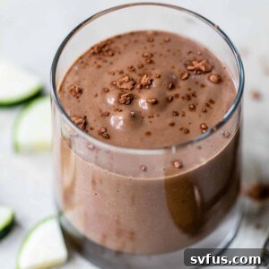 chocolate zucchini smoothie in a glass