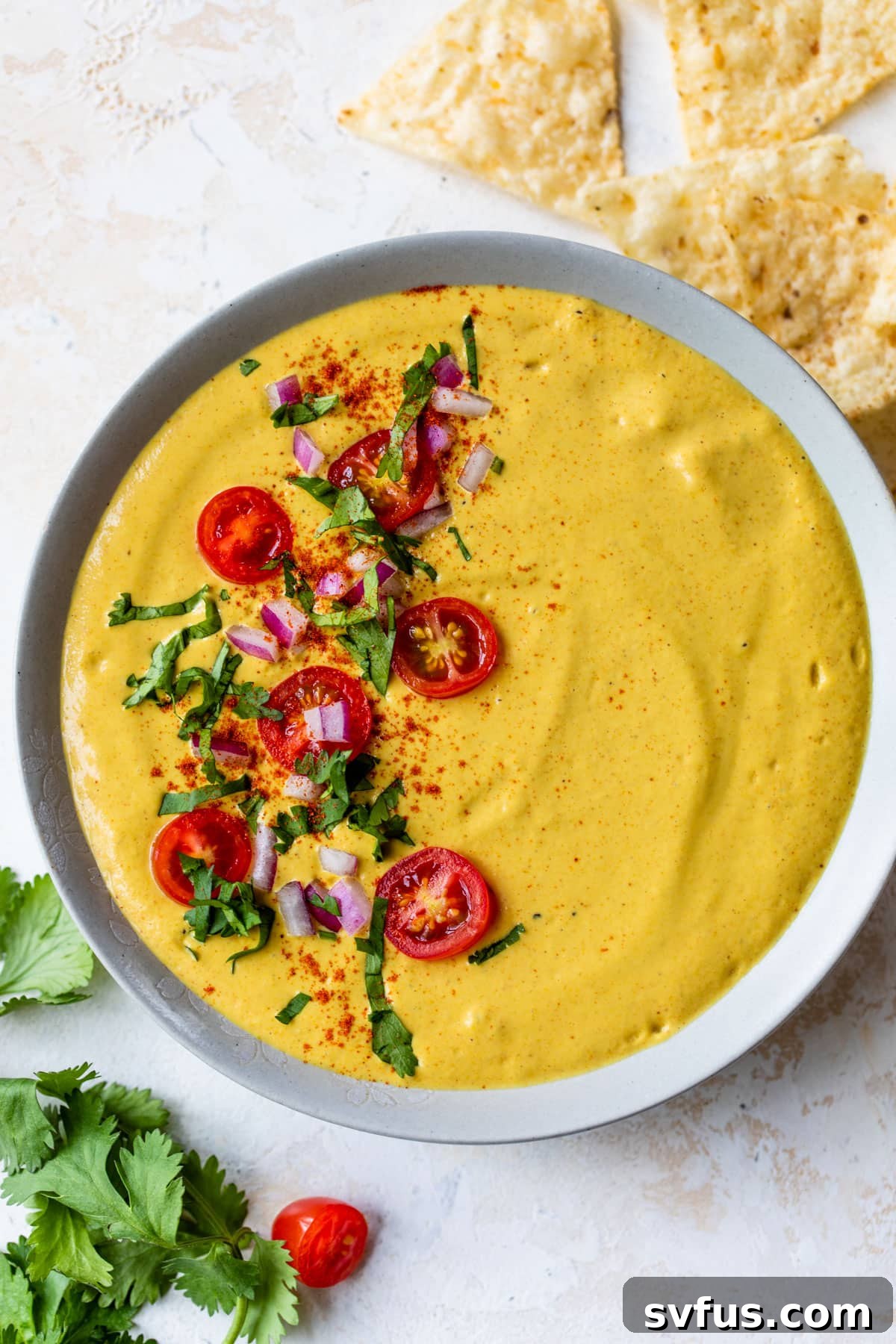 vegan queso inside a bowl