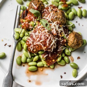 Thumbnail image of 10 Minute Meatless Meatballs with Edamame and Marinara