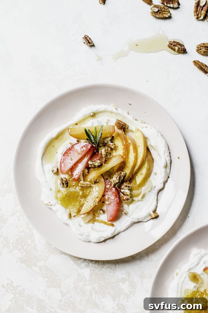 Serving of Yogurt Stone Fruit Salad with pecans and onions