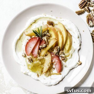 Yogurt Stone Fruit Salad made with caramelized onions, stone fruit and butter roasted pecans