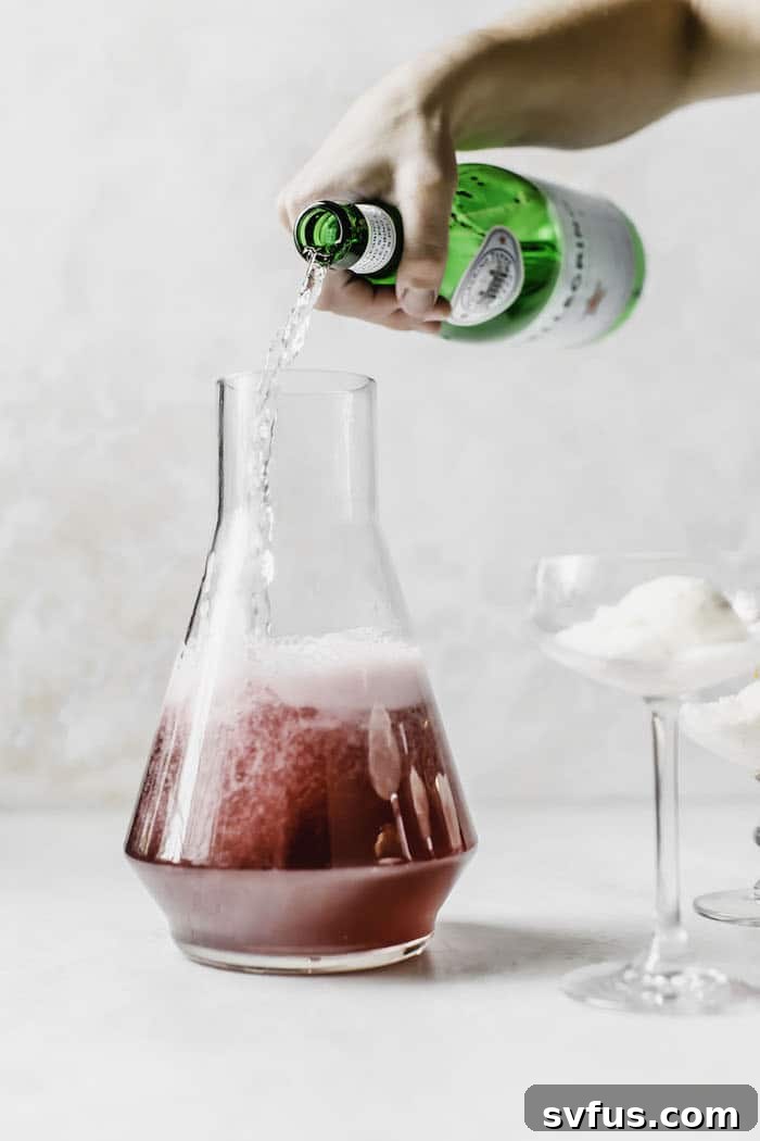 Close-up of a refreshing Hibiscus Ice Cream Float with creamy vanilla ice cream.