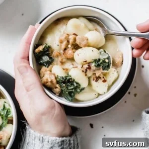 Finished One Pot Gnocchi with Sausage and Kale