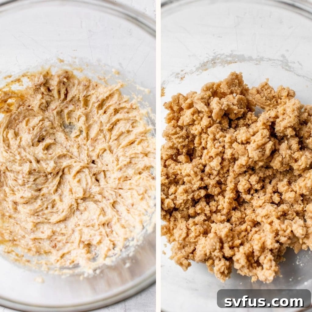 Blondie batter in a large glass mixing bowl, ready for baking.