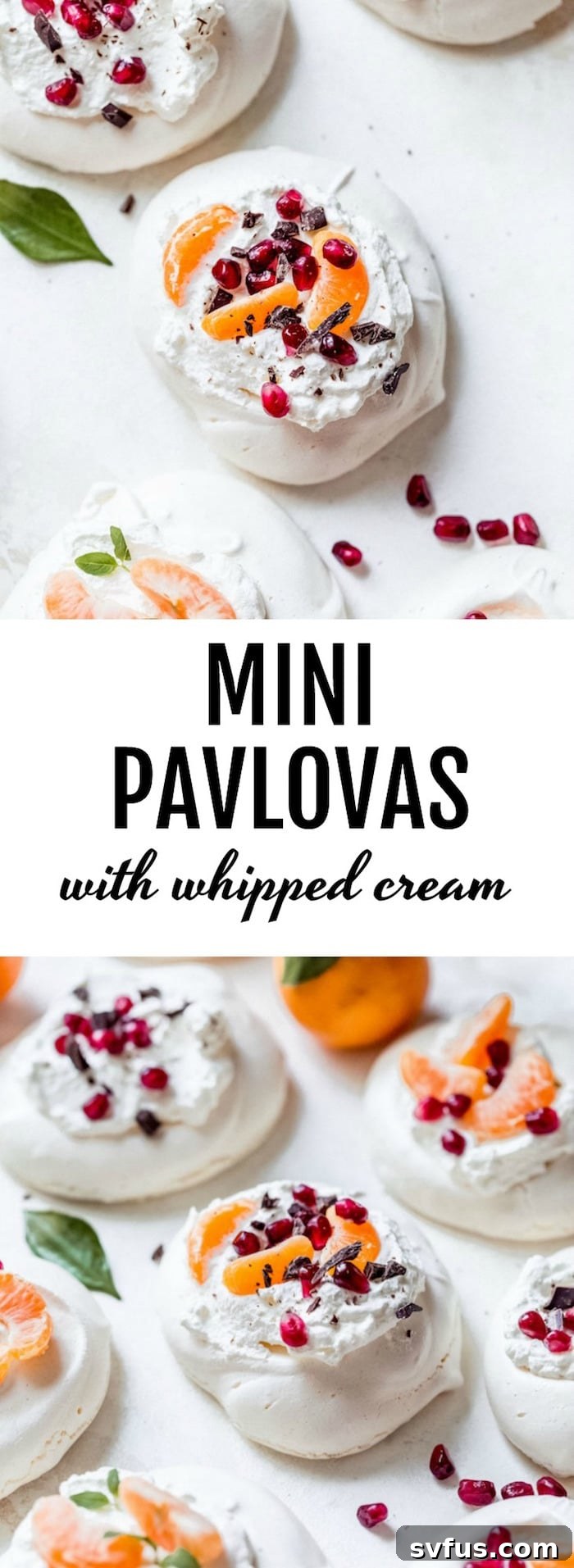 Mini Pavlovas with whipped cream and seasonal fruit -- the perfect dessert to "wow" guests! | thealmondeater.com