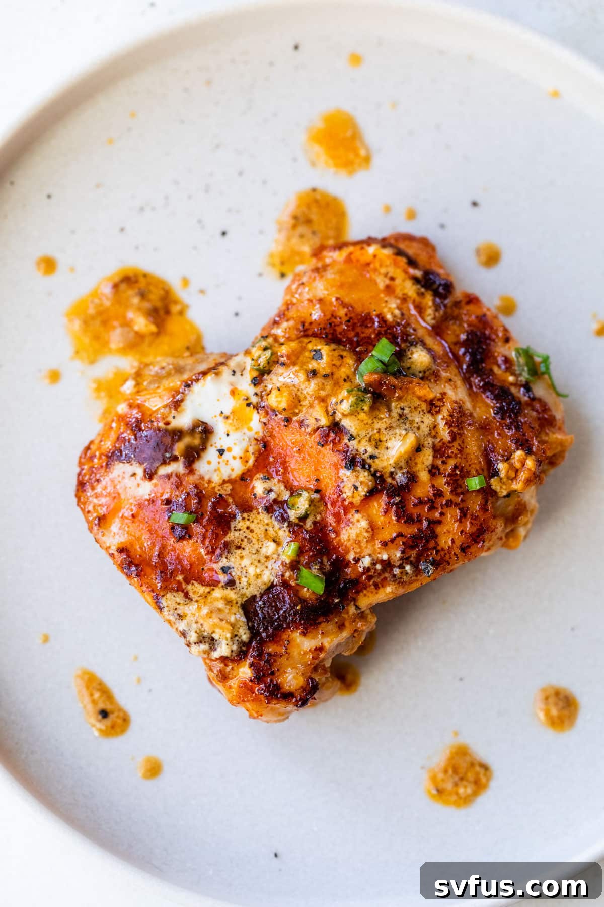 A close-up view of the perfectly cooked paprika chicken on a plate, showcasing its creamy sauce and tender texture.