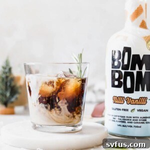 Rosemary Vanilla Cold Brew Cocktail made with rum and dairy free milk! | thealmondeater.com