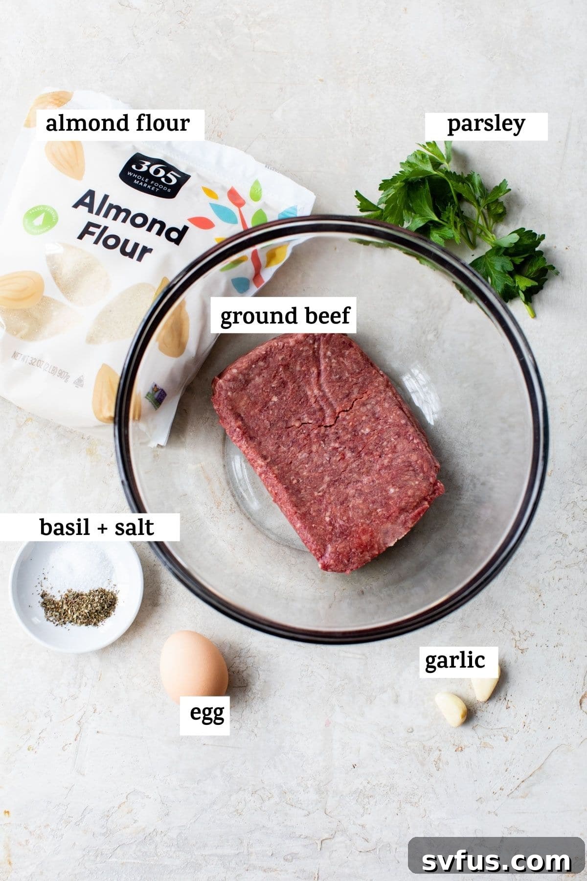 meatball ingredients with text overlay