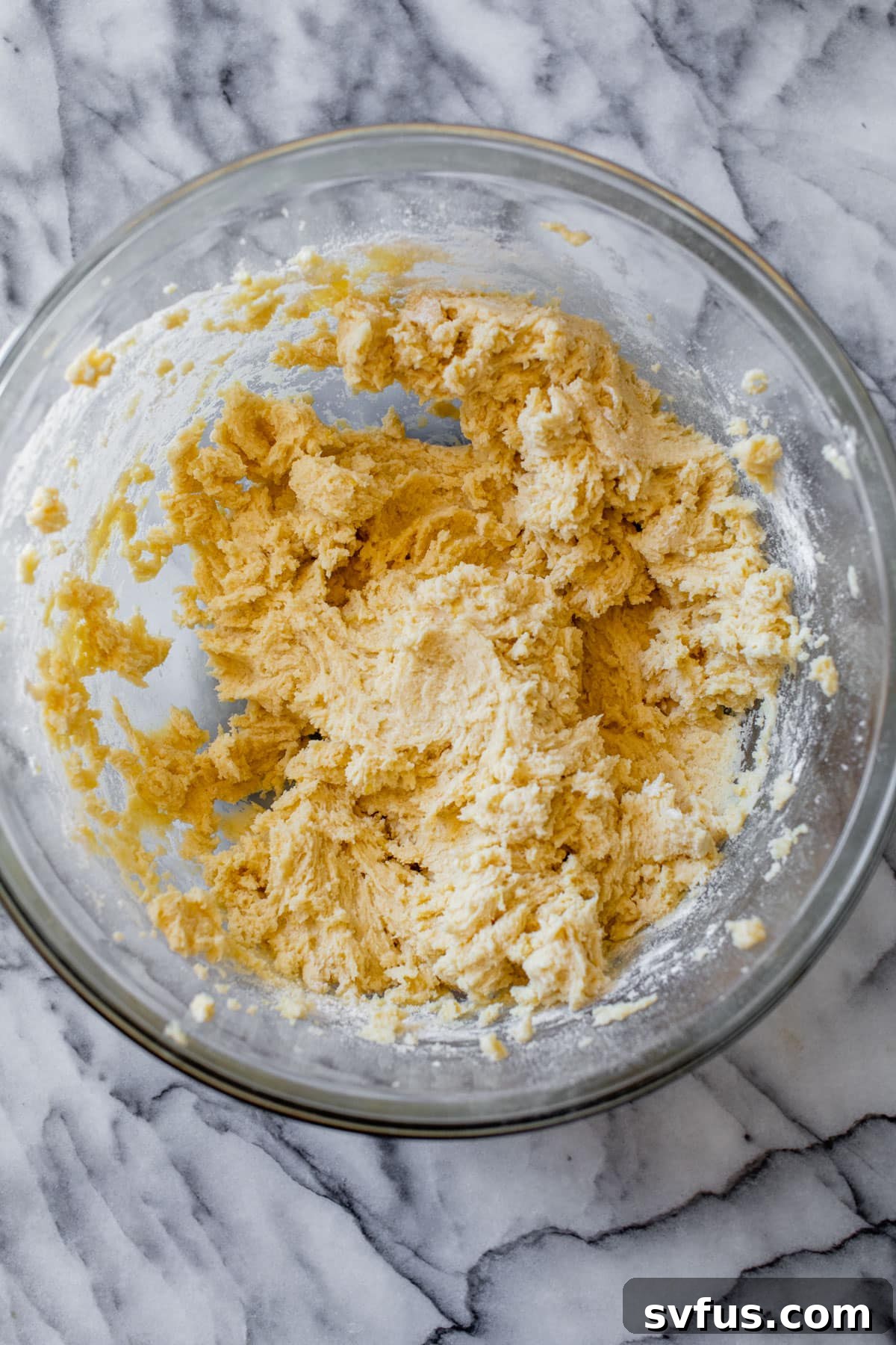 cookie dough in a glass bowl
