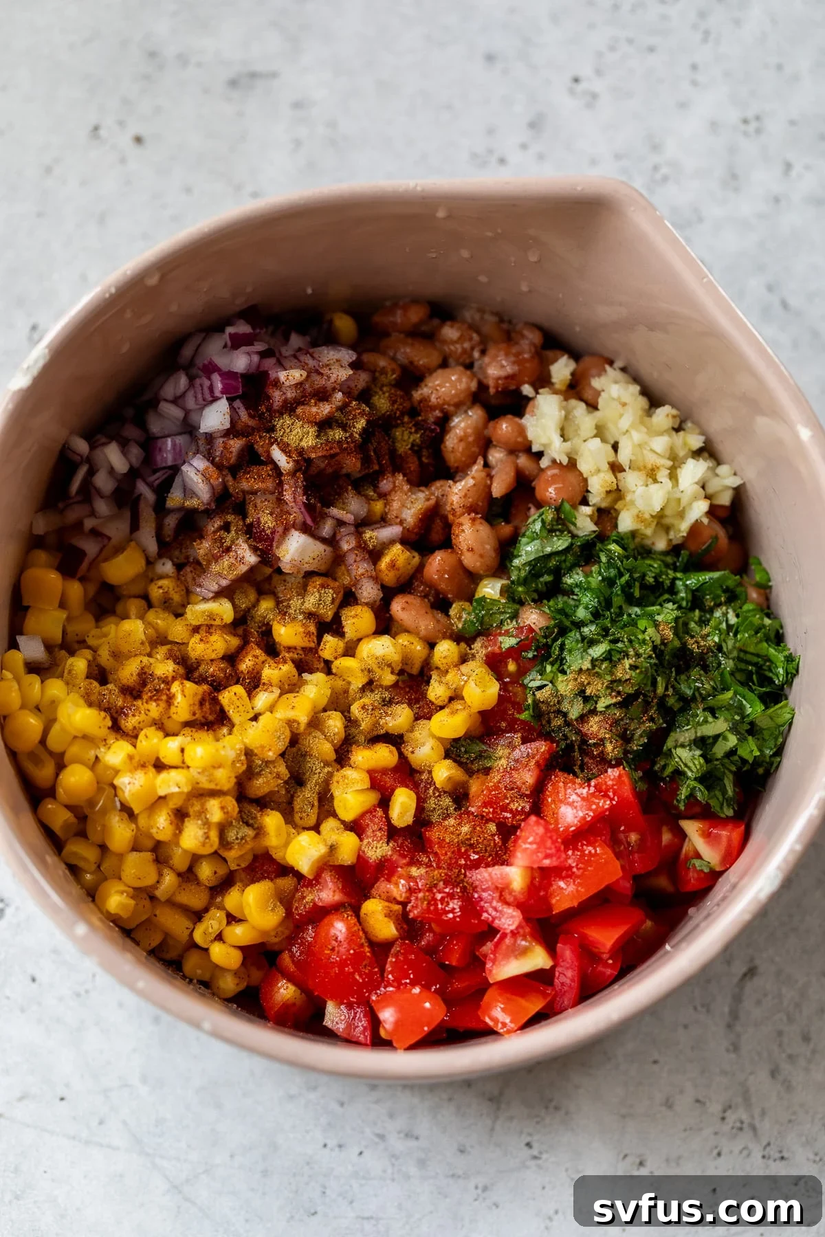 filling ingredients in a large bowl
