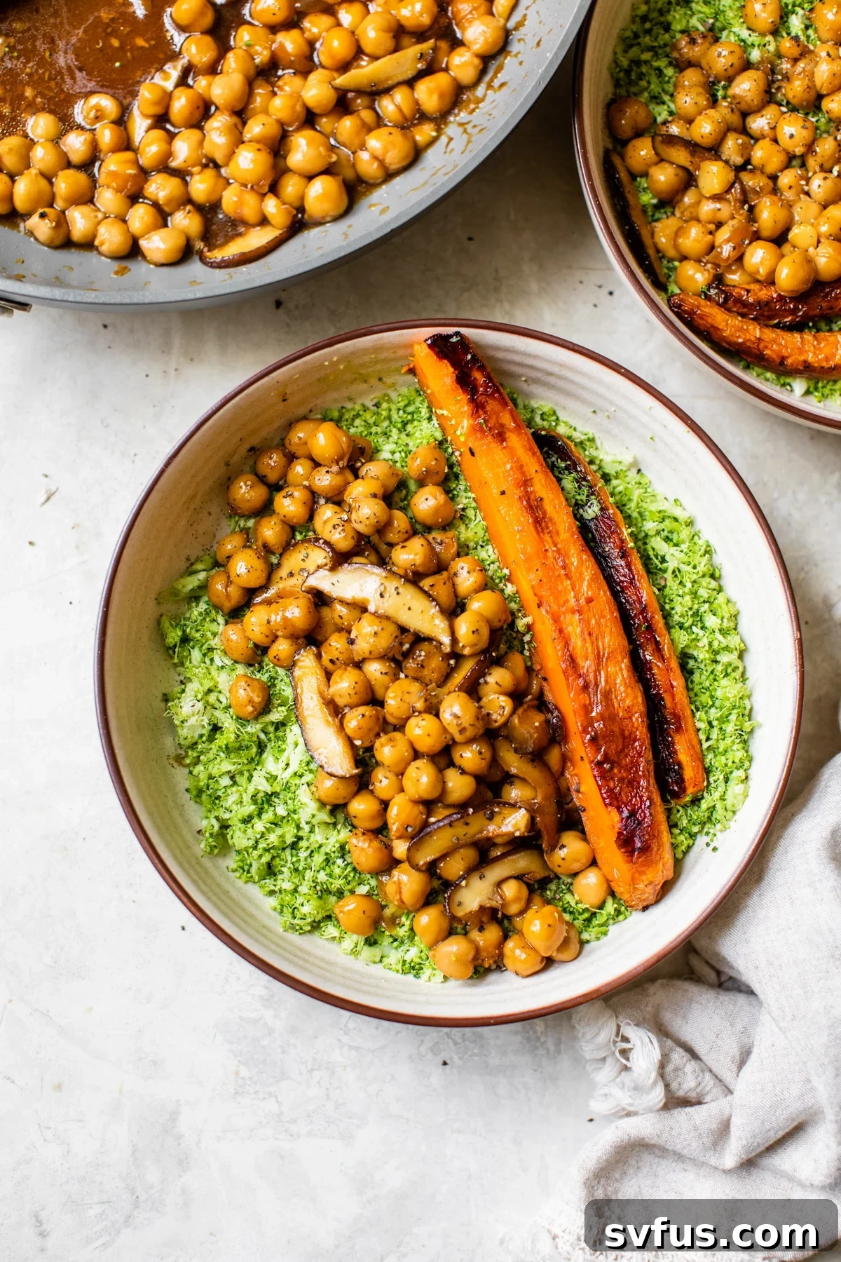 broccoli and chickpeas in a bowl