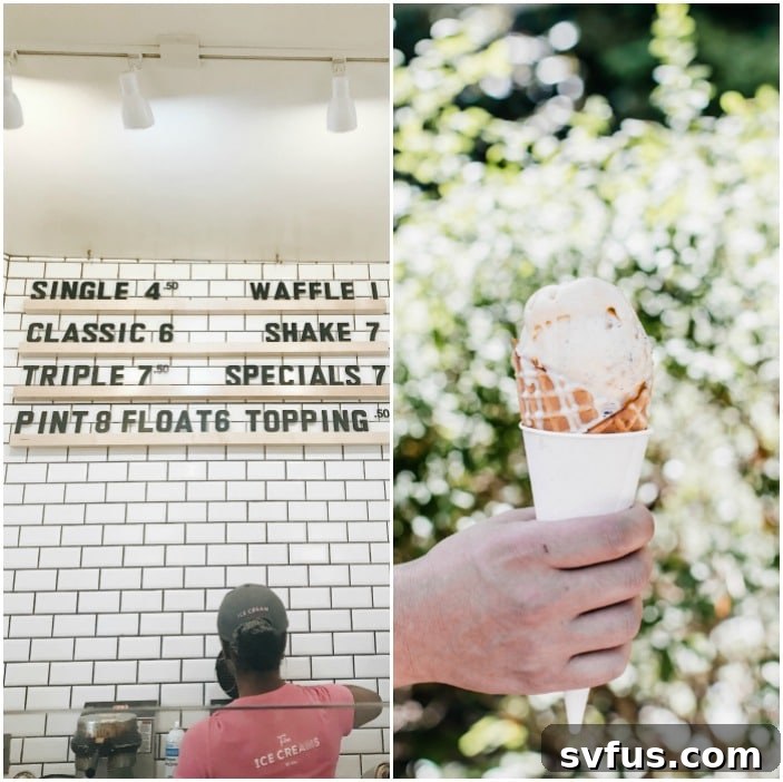 Millie's Homemade Ice Cream shop interior with customers