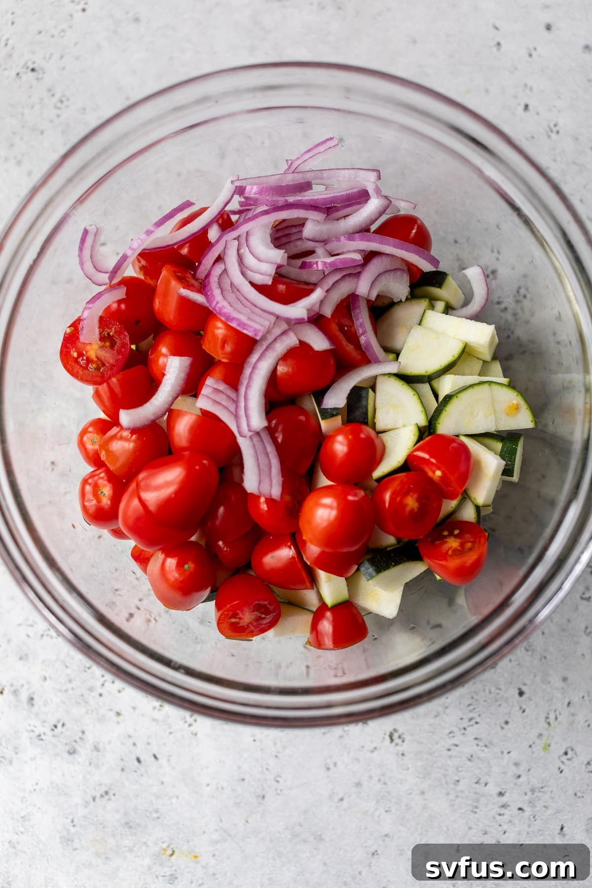 all vegetables added to a bowl