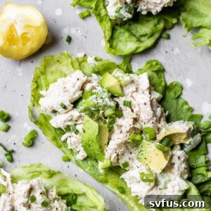 chicken on a piece of romaine lettuce