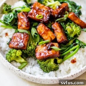 A beautifully composed bowl of rice topped with spinach, broccoli, and marinated crispy tofu, ideal for a quick and healthy meal.