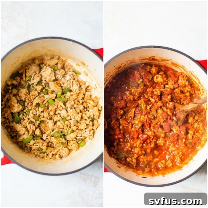 chili in a dutch oven, simmering low carb chili