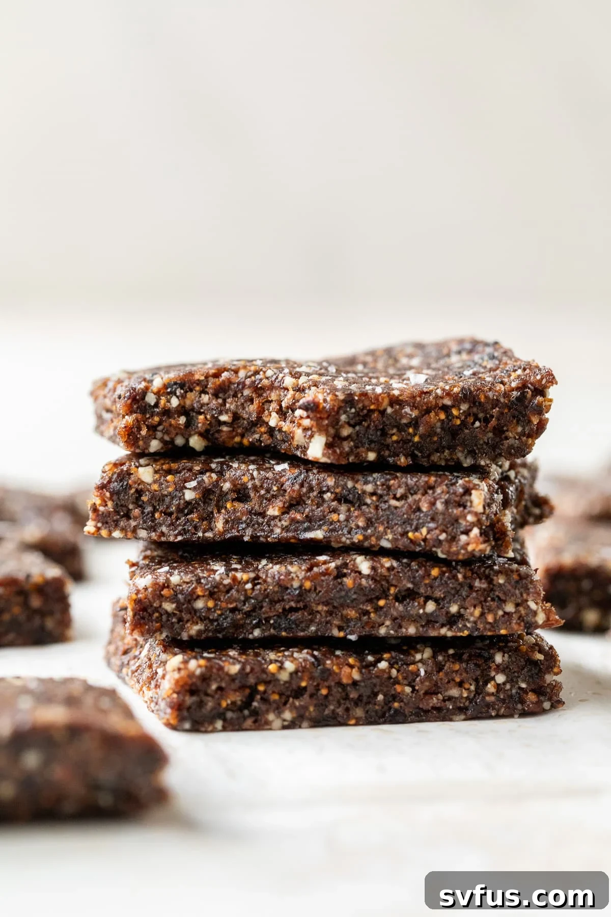 side view of a stack of no bake fig bars