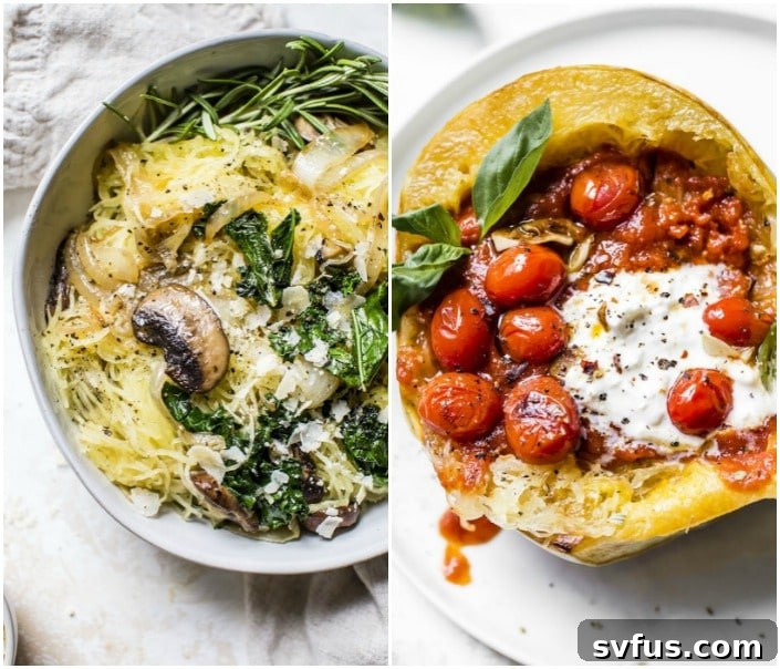 A vibrant bowl of spaghetti squash pasta, featuring fresh tomatoes, herbs, and other savory ingredients, demonstrating a delicious meal idea with Instant Pot spaghetti squash.