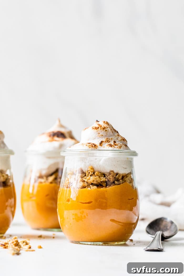 sweet potato mash in jars with meringue