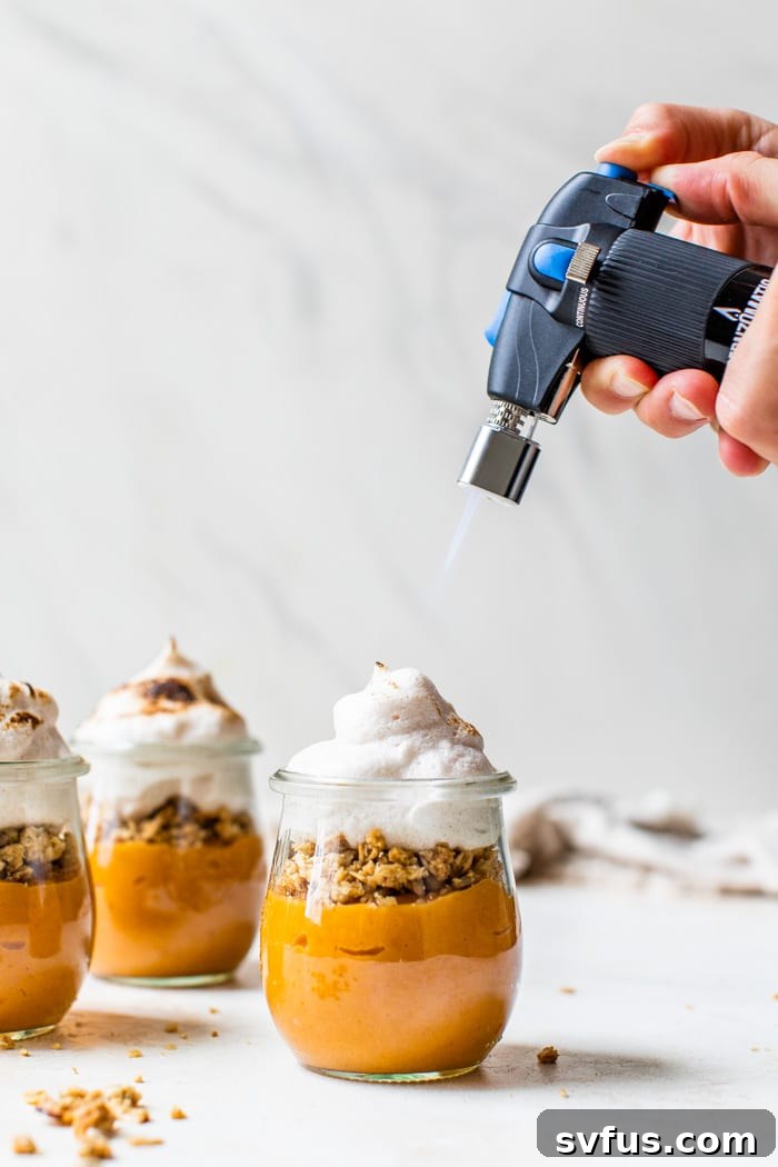 sweet potato mousse with torched meringue