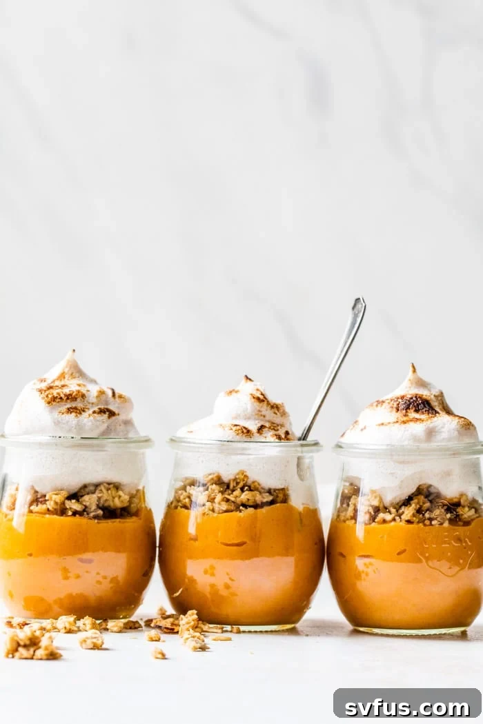 sweet potato mousse in jars with meringue