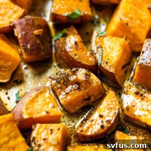 roasted sweet potatoes with brown butter and garlic