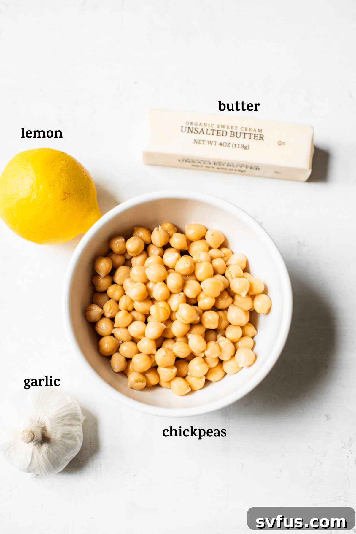 hummus ingredients with text overlay