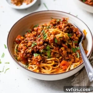 a bowl of pasta with lentils and red sauce