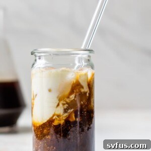glass of cold brew with milk