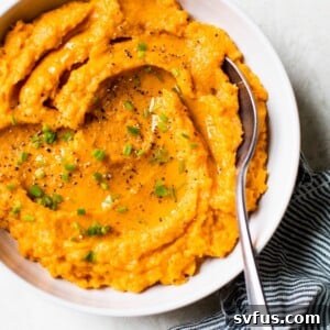 A small bowl of savory mashed sweet potatoes