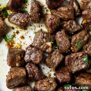 cut steak in a skillet