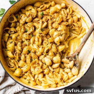 pasta with cheese sauce in a skillet
