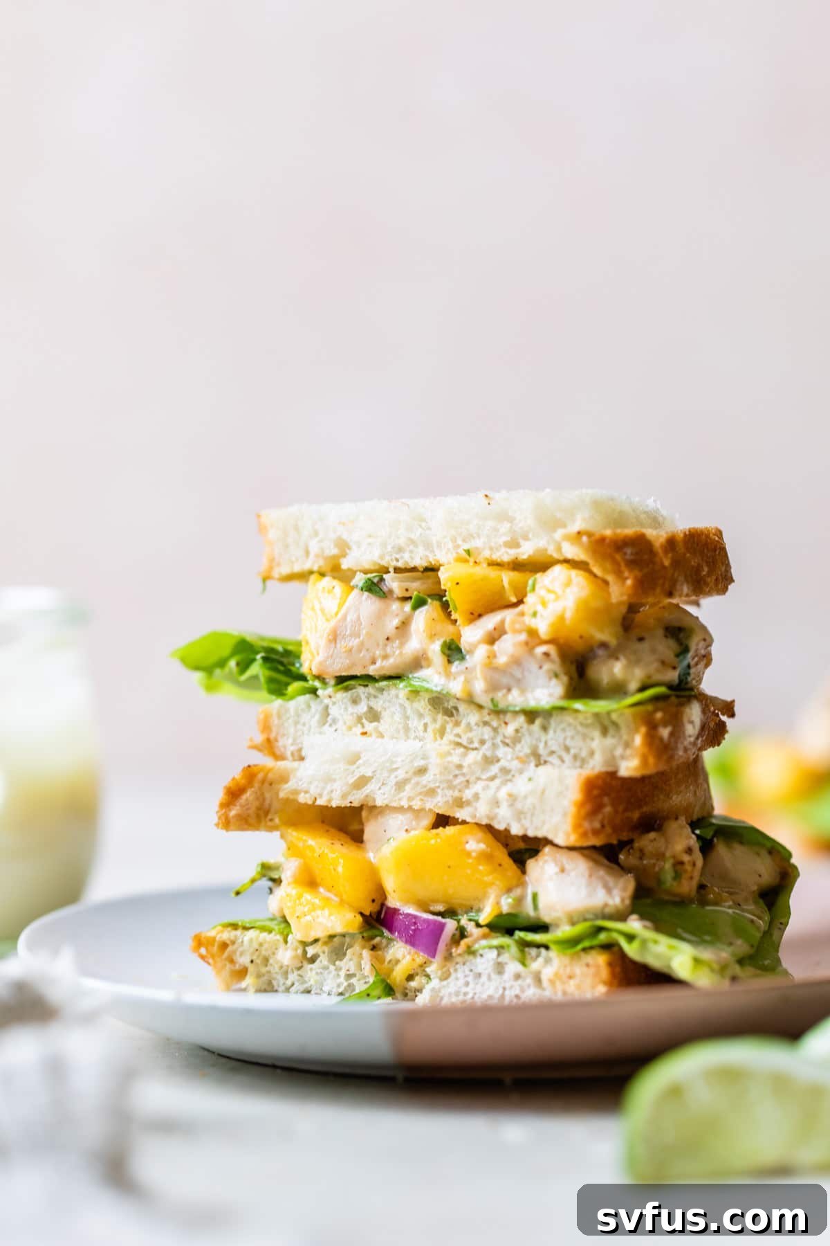 chicken and mango stacked sandwich