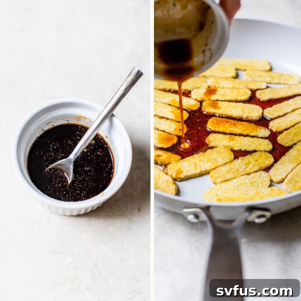 A small bowl filled with soy sauce, ready to be mixed into the marinade.