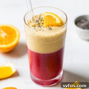 layered pink and orange smoothie