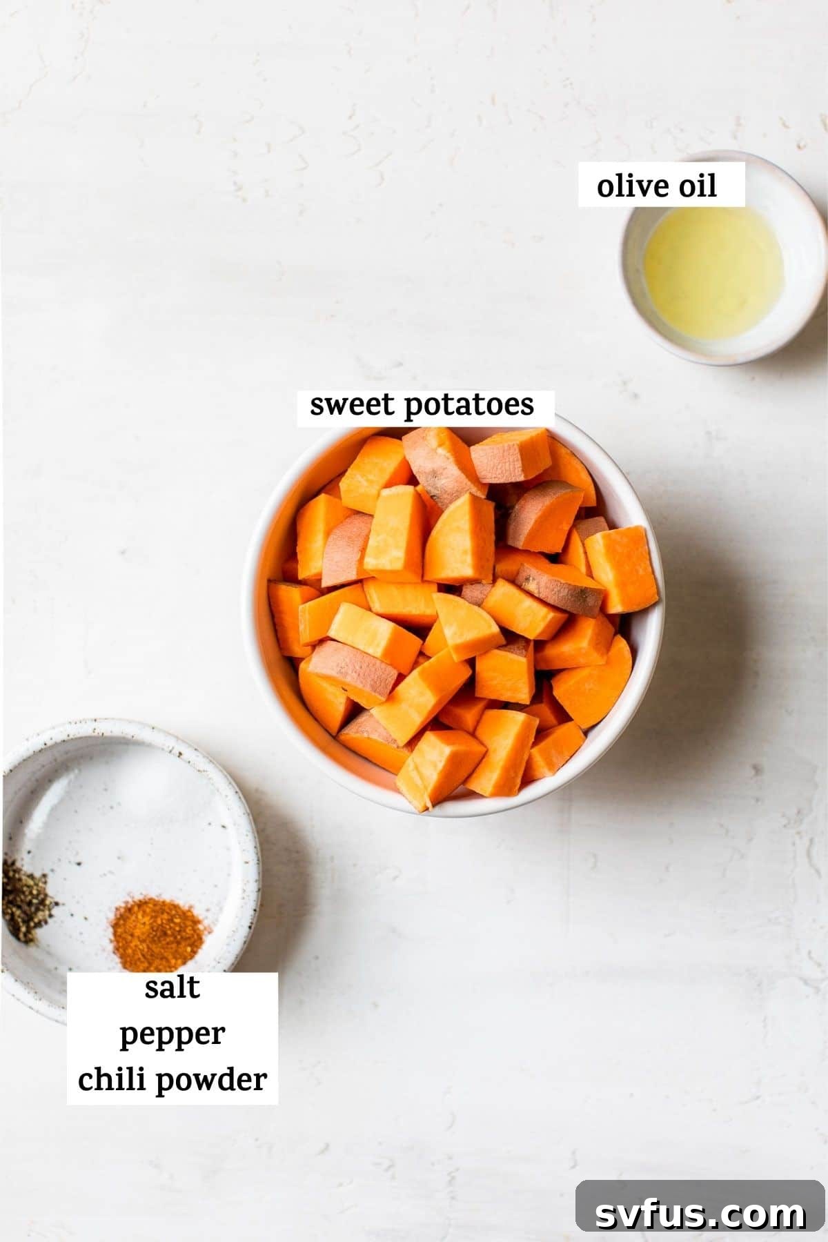 diced sweet potatoes in a bowl