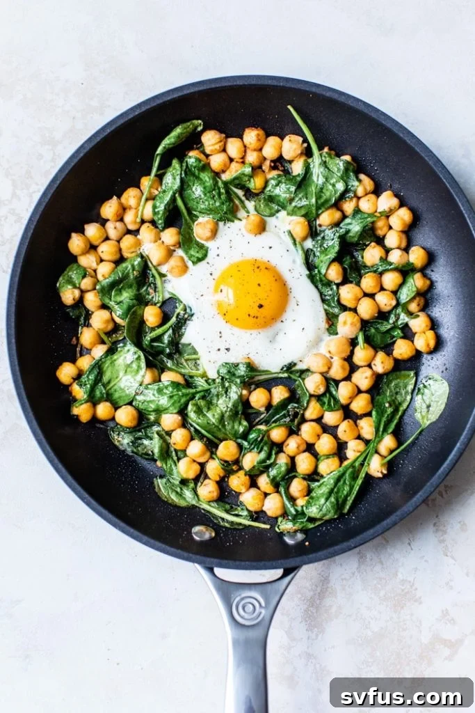 Delicious one-skillet egg and chickpea breakfast for a healthy start
