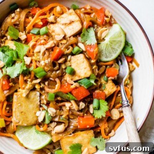 noodles in a bowl with tofu