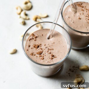 chocolate smoothie in a glass