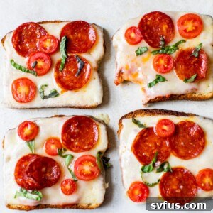 toast topped with cheese and pepperoni