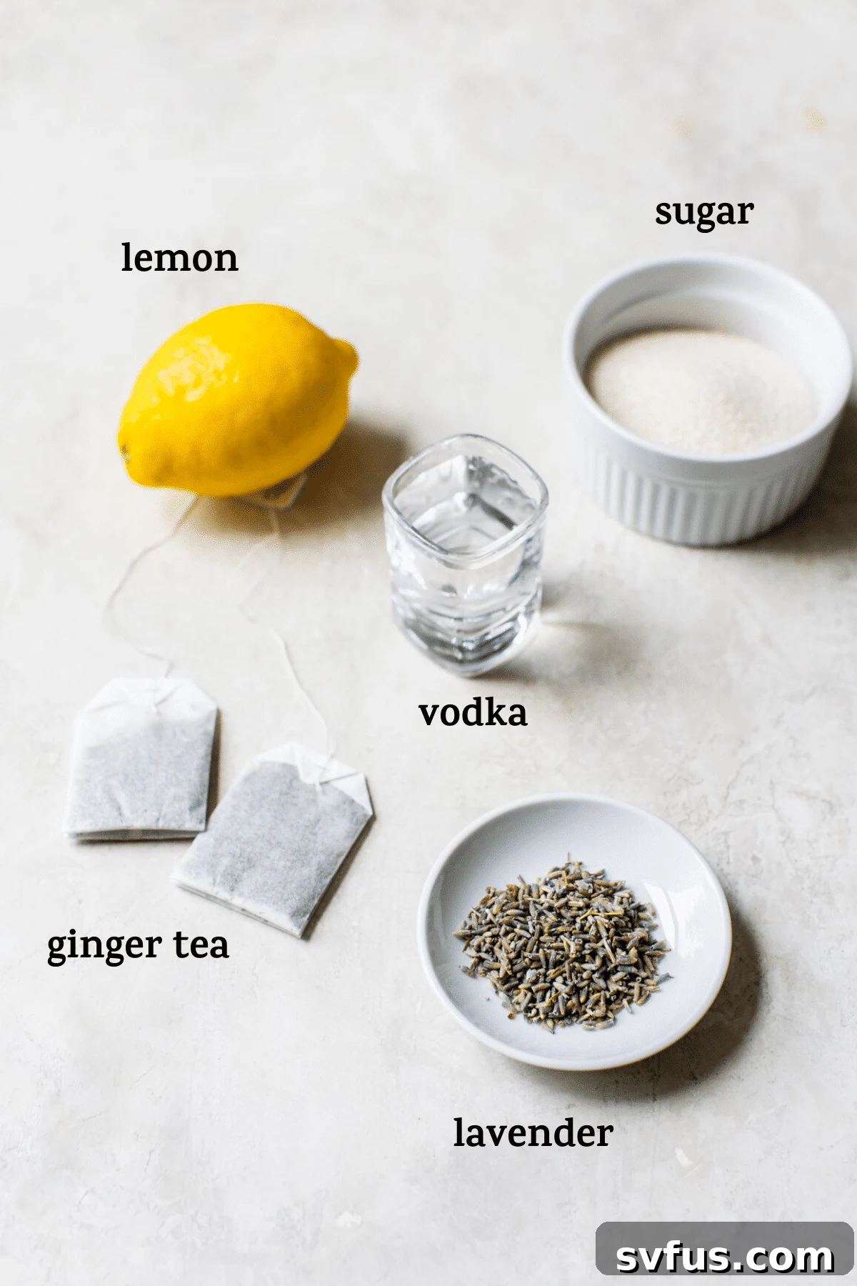 ingredients to make a cocktail with text overlay
