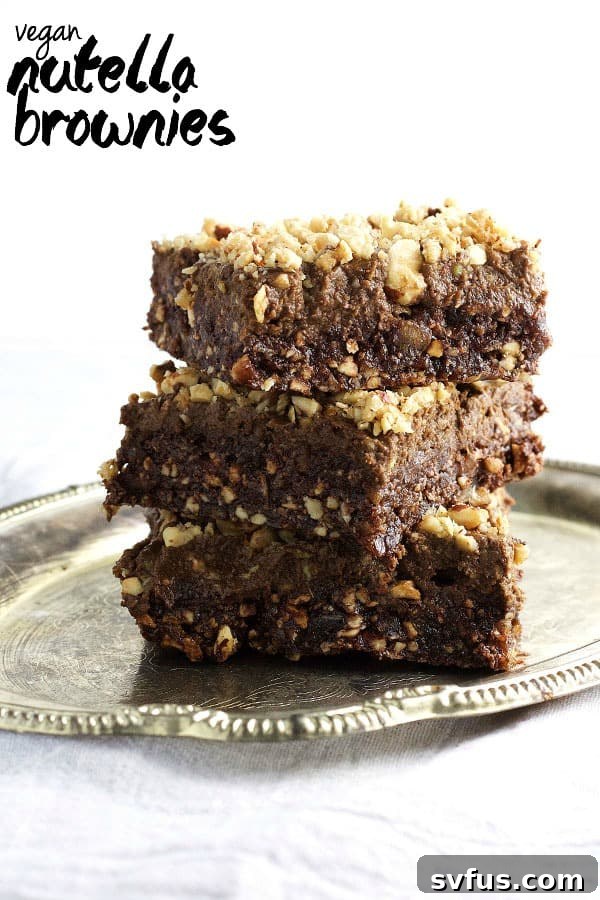 Delicious Vegan Nutella Brownies, a perfect healthy dessert option.